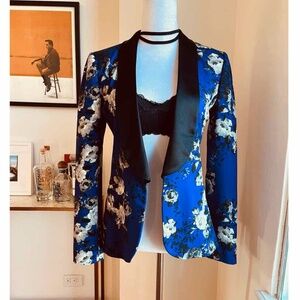Prabal Gurung stunning purple floral wool/silk blazer size 6
